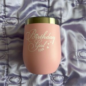 Baby Pink Birthday Girl Wine Tumbler